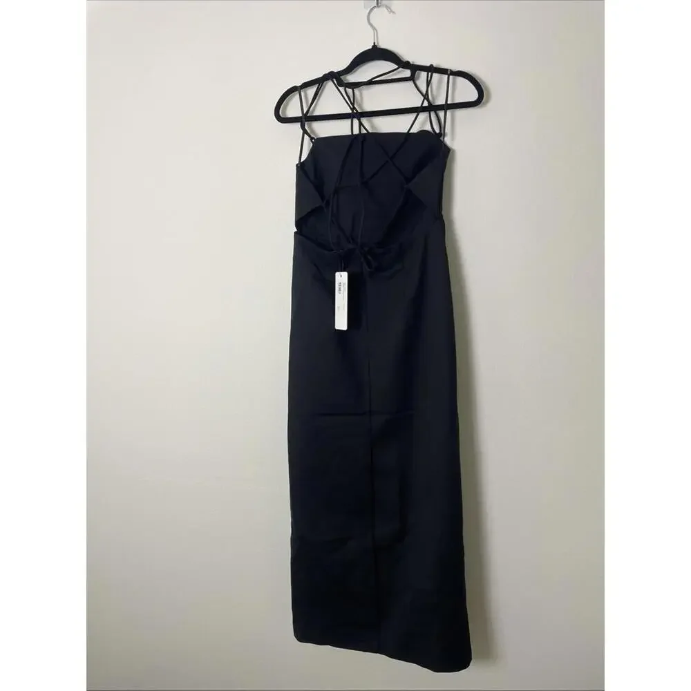 Revolve SHONA JOY Lani Draped Cross Back Midi Dress black size 6 NWT $360 msrp - Picture 8 of 8